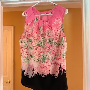 Pink and black sleeveless top